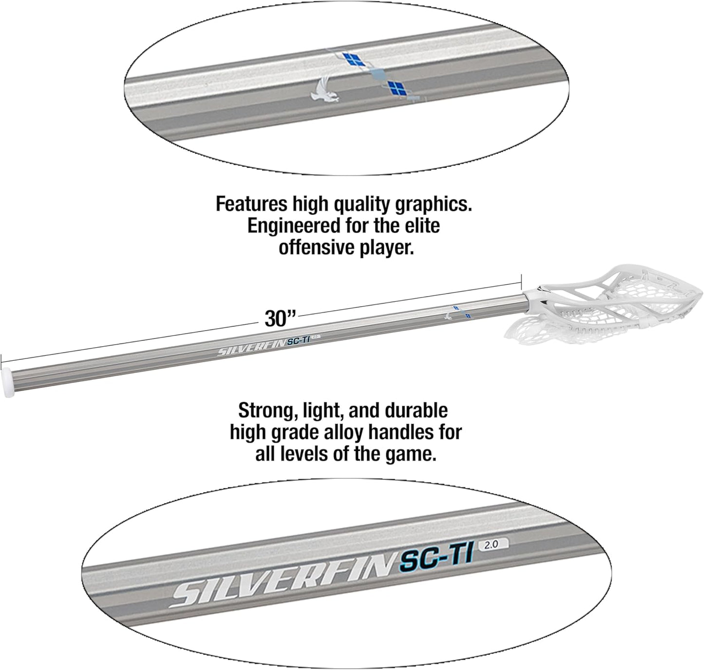 Silverfin Sc-Ti Lacrosse Shaft 30" | Blue