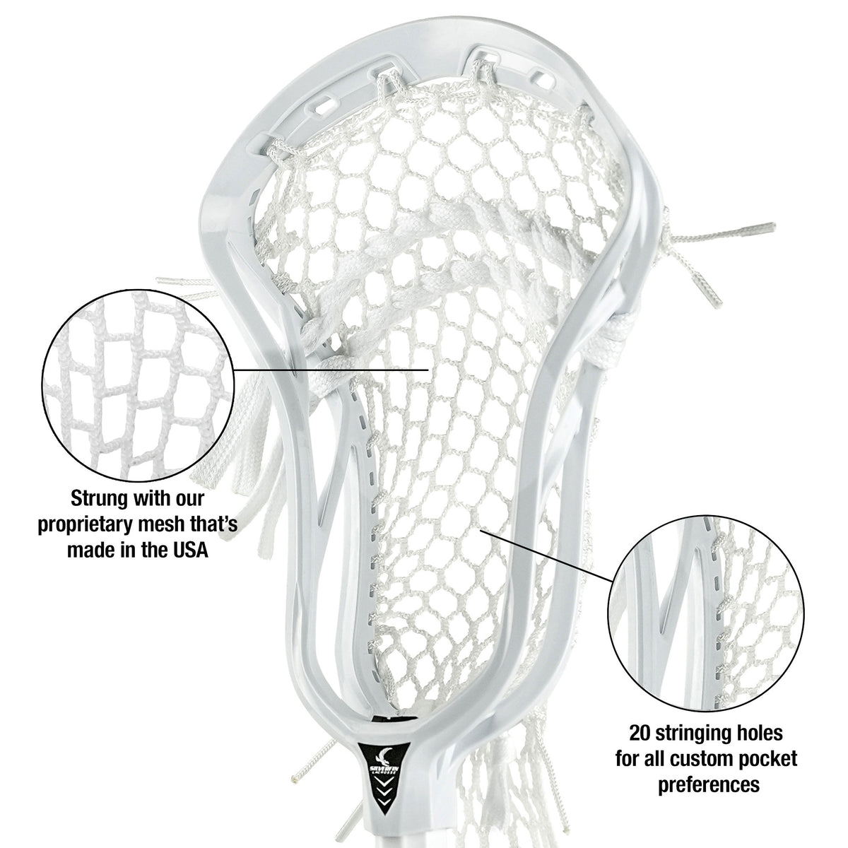 Silverfin Axis 3.0 Lacrosse Strung Head | White