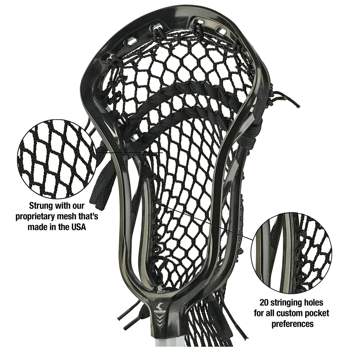 Silverfin Axis 3.0 Lacrosse Strung Head | Black